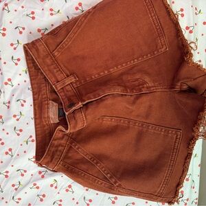 Rust Brown Denim Shorts